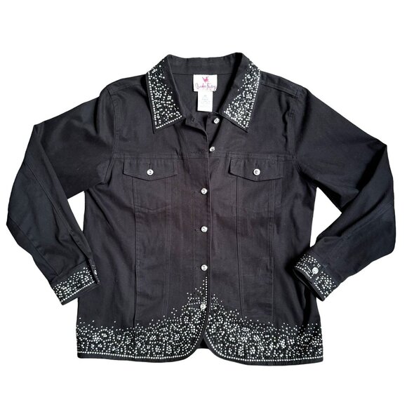 2/$18‎ SALE! Quacker Factory Jacket Black Studded Womens Size M Western Cowgirl - Picture 1 of 7